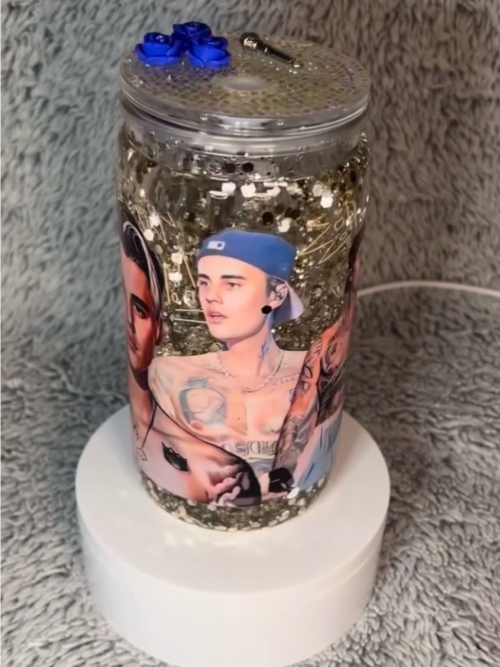 Justin Bieber Snow Globe Cup - Blue and Gold